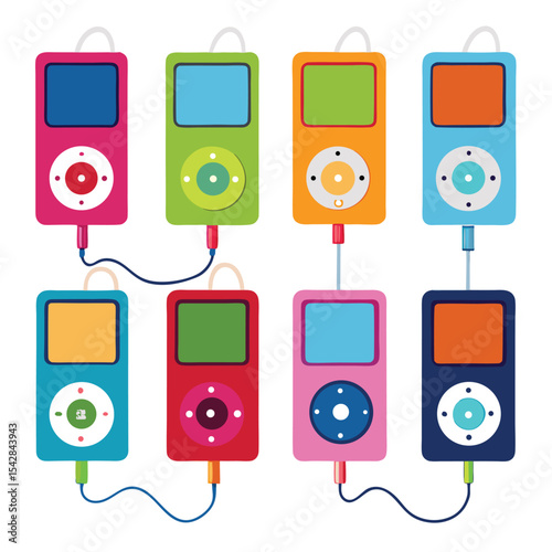  Six mp3 player set isolated on white background