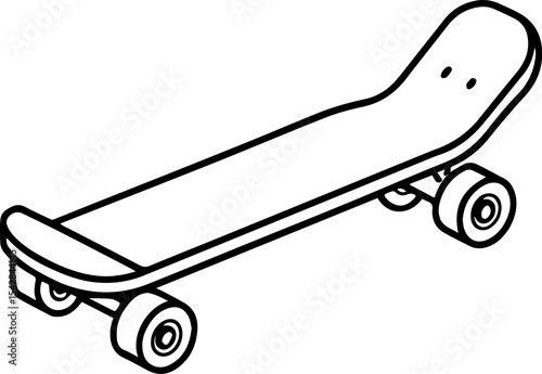 skateboard outline coloring book page line art vector illustration digital drawing