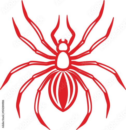 Spider Silhouette Line Art Vector Illustration On White Background