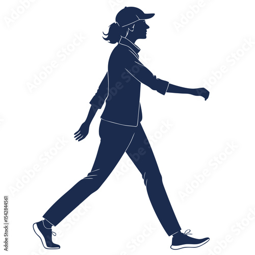 silhouette walkings on white background
