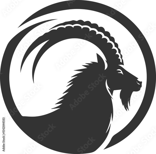 Mountain goat ibex animal vector drawing