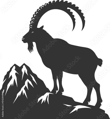 Mountain goat ibex animal vector drawing