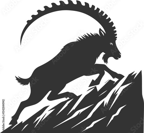 Mountain goat ibex animal vector drawing
