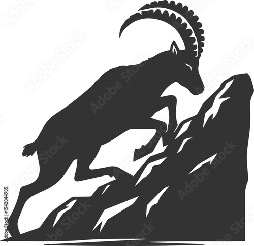 Mountain goat ibex animal vector drawing