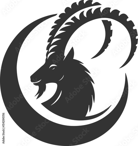 Mountain goat ibex animal vector drawing