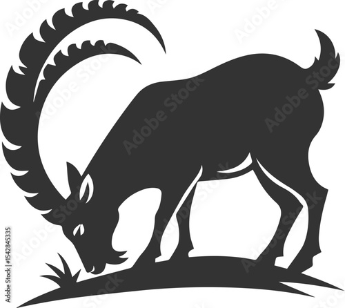 Mountain goat ibex animal vector drawing