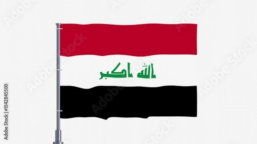Iraq Flag Animation, Iraq Flag Waving Videos On White Background 