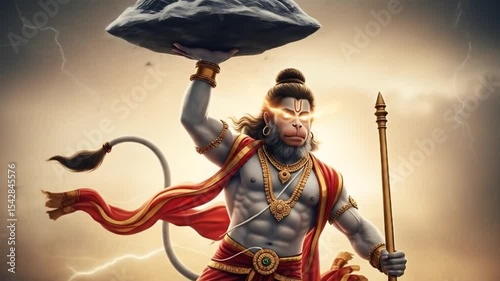 Powerful hanuman hindu deity illustration photo