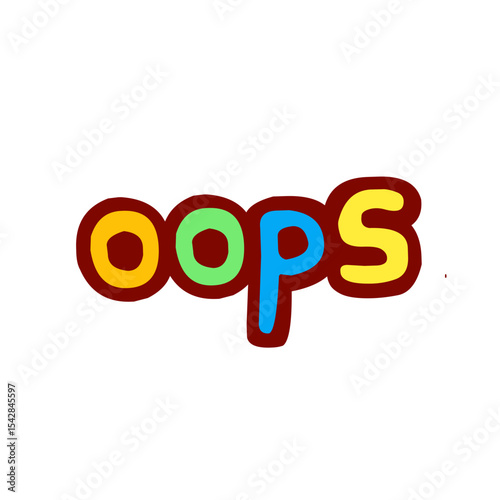 Colorful Oops Wordmark Design for Apology and Mistake Theme