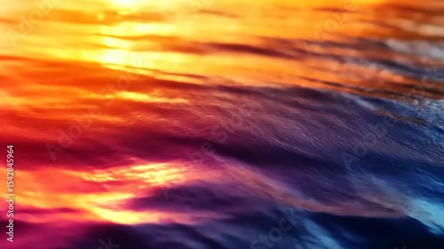 Vibrant sunset reflected on rippling water surface