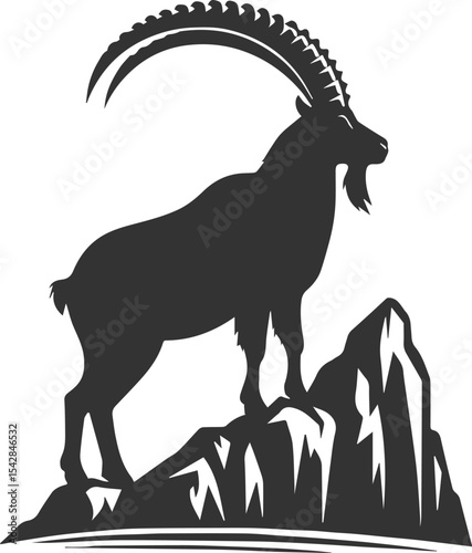 Mountain goat ibex animal vector drawing