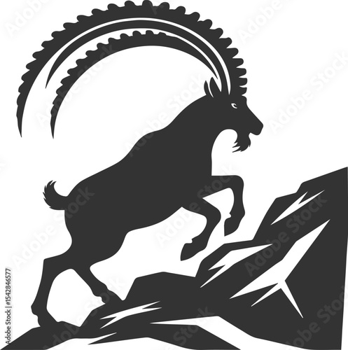 Mountain goat ibex animal vector drawing