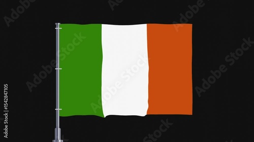 Ireland Flag Animation, Ireland Flag Animation with Black Background 
