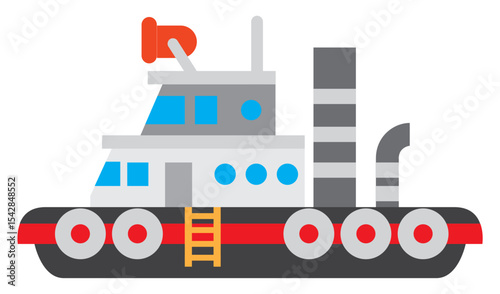Cute cartoon tugboat illustration for kids