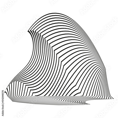 Curved flowing form. Organic vector shape. Abstract wave design. Smooth undulating pattern.