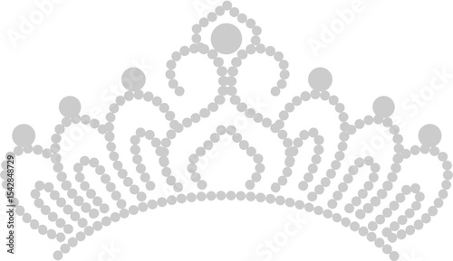 Elegant silver tiara crown design with pearls for royal theme