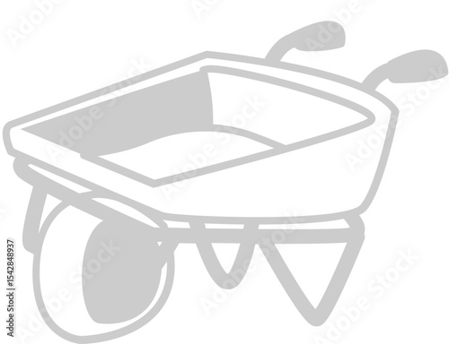 Simple line drawing of a wheelbarrow for construction or gardening
