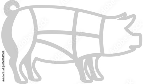 Diagram showing cuts of pork on a pig carcass