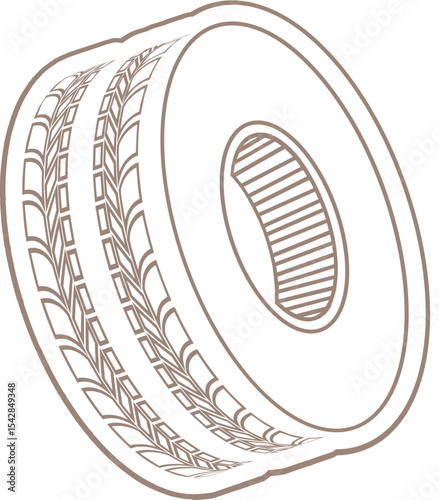 Stack of three tires with detailed tread pattern illustration