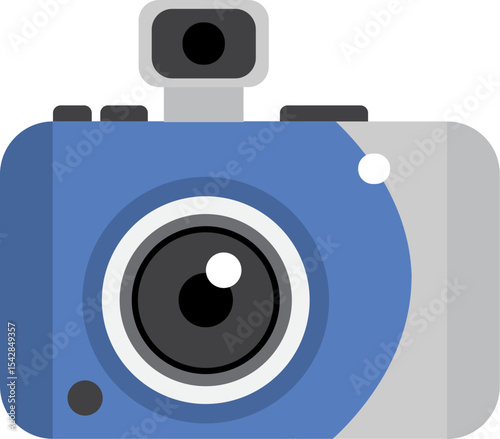 Blue digital camera icon flat design illustration