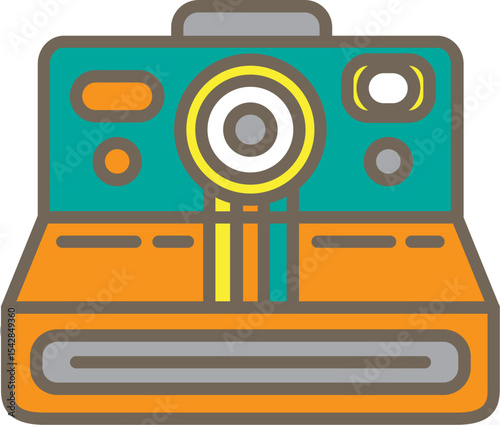 Retro instant camera icon illustration design element