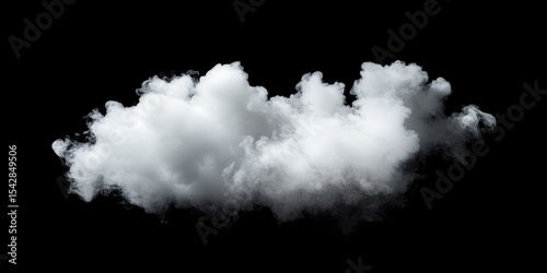 Isolated fluffy white cloud against black background