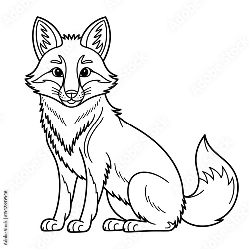 vector image of a fox coloring page line art