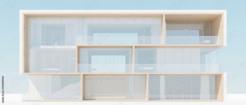 Fototapeta premium Modern Architectural Design with Glass and Wood Elements