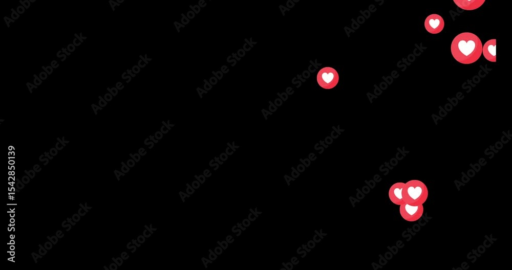 Pink flying hearts, Like hearts floating up, collection of heart, , live video chat template overlay, day sign of love, love explosion effect on blank background