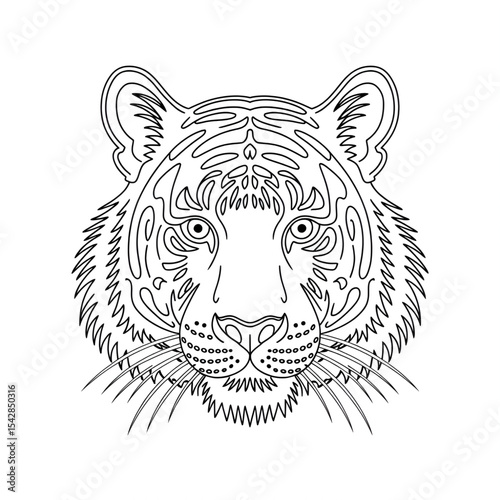 tiger head vector illustration coloring page 