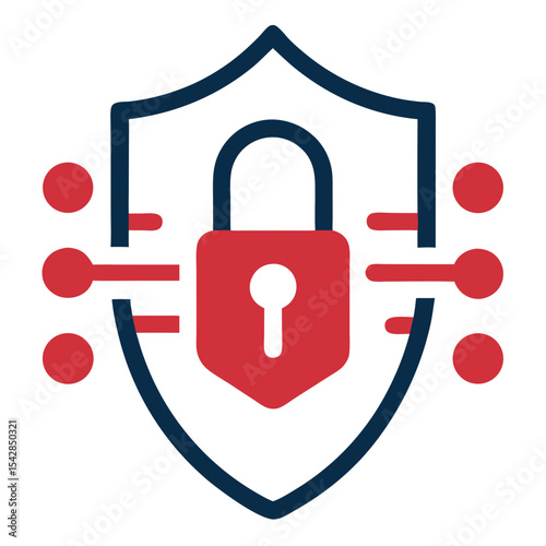 Data security shield icon red and blue