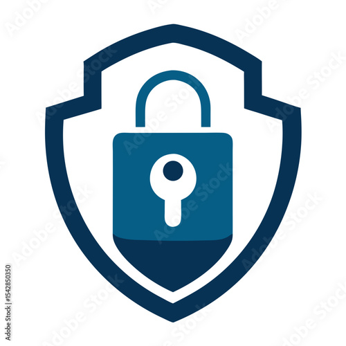 Blue padlock icon inside a protective shield