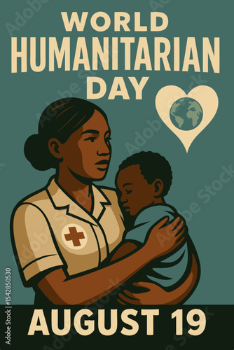 World Humanitarian Day poster, August 19, a message of care and compassion