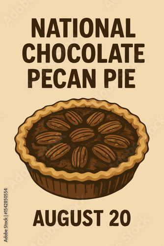National Chocolate Pecan Pie Illustration