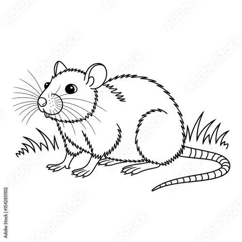 rat on a white background coloring page line art