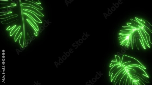 Immerse your audience in this vibrant neon green palm leaves animation. Perfect for tropical-themed projects, this eye-catching design adds a lively touch to any visual presentation, enhancing mood.