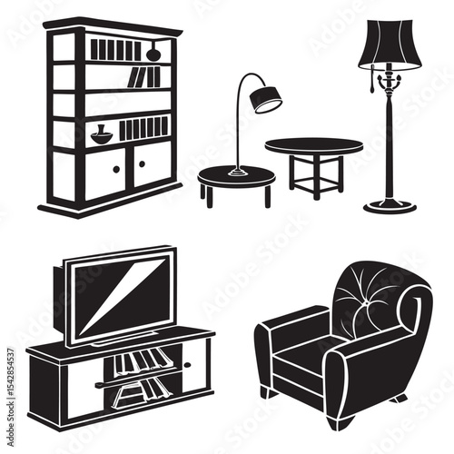 Elegant and minimalist furniture collection vector illustrations for interior design and home decor