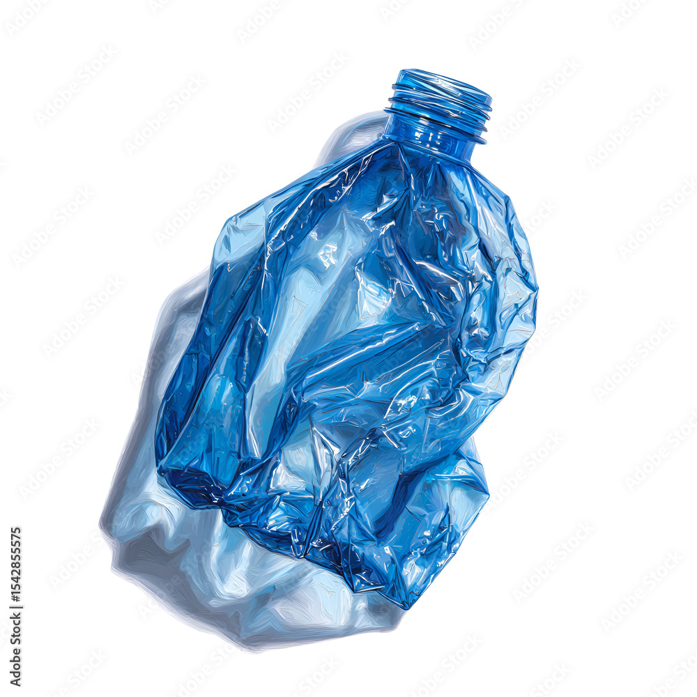 Fototapeta premium Crushed Blue Plastic Bottle Recycling Waste
