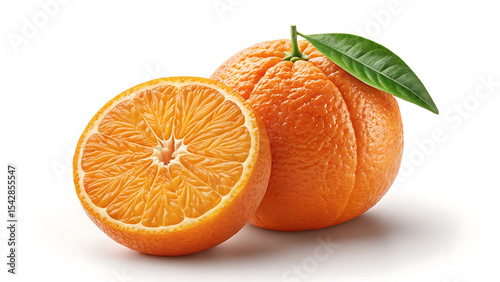 Vibrant Still Life Capturing the Freshness of Oranges A Slice of Citrus Heaven With Green Leaf