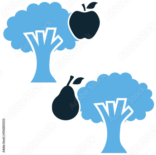 Fruit tree icon vector illustrating natural growth and bounty. Perfect for organic farming, healthy produce, sustainable living, and natural food sources.