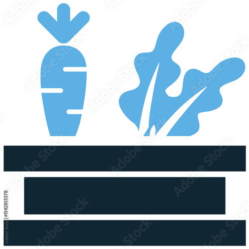 Vegetable garden icon vector showing fresh produce growing. Excellent for themes of home gardening, healthy eating, sustainability, fresh food, and natural cultivation.