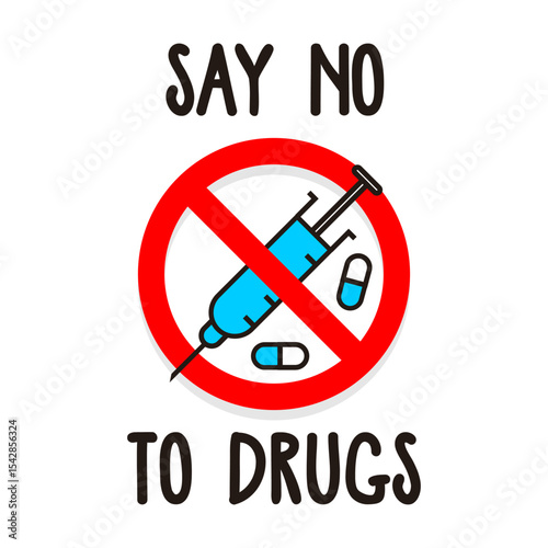 Vector illustration of a drug prohibition symbol for International Day Against Drug Abuse and Illicit Trafficking. No text included.