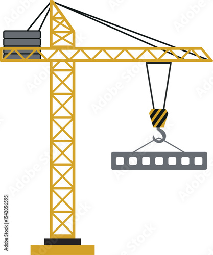 A sturdy construction crane lifting a steel beam.