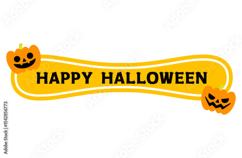 ハロウィンのフレームベクターイラスト ハッピーハロウィン