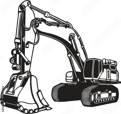 Powerful Excavator Silhouette Ready for Work