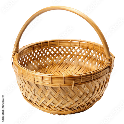 Bamboo Basket Isolated on White Background
