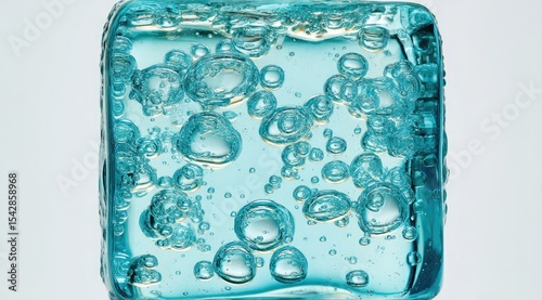 Bubbles Rise Within a Serene Aquatic Block
