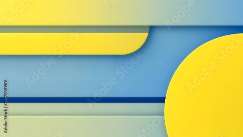 3D minimal banner background, canary yellow to ultramarine blue, clean color flow, balanced composition, artistic gradient shading