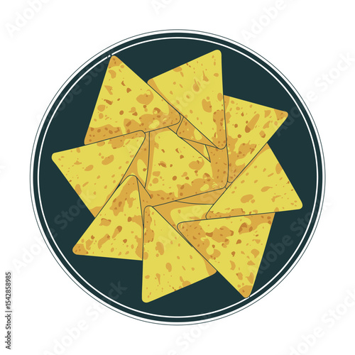 Plate of Nachos with Salsa Dip Mexican Nachos with Red Sauce Crunchy Corn Chips with Salsa