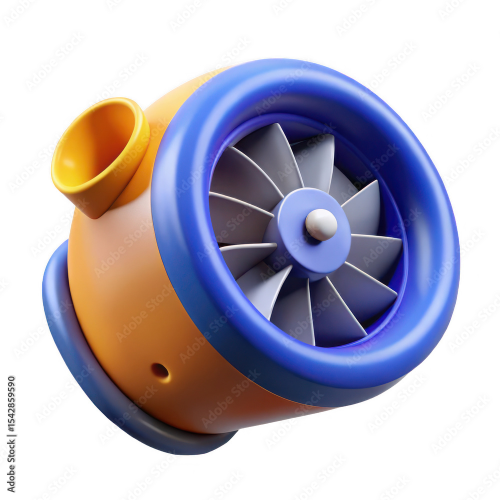Obraz premium Cartoon jet engine isolated on transparent background